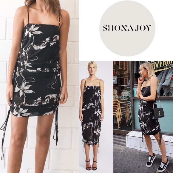 SHONA JOY Ruched Slip Dress In Shadows Black - Picture 16 of 16